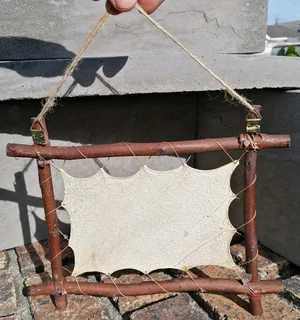 Kazakh Painting in Twig Stretcher Signed