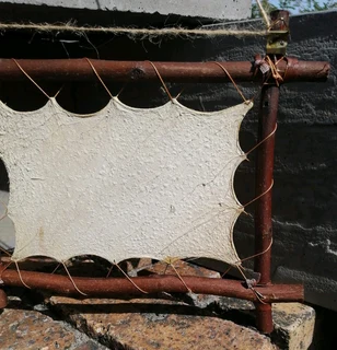 Kazakh Painting in Twig Stretcher Signed