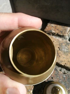 Pair of Vtg Brass and MOPearl Sml Jars with Lids Trinket