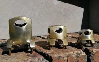 Vtg Set Brass Cars Antique Style