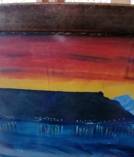 Table Mountain Painting on Board 86 cm L