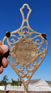 Brass Trivet Persian-Vase-shape-- enameled