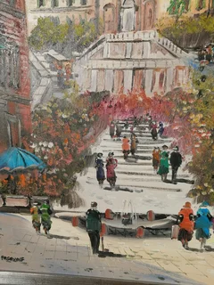 I Pasquale Oil on Canvas Board Original Art Spanish Steps Italy