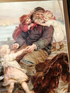Frederick Morgan &#34;Welcome Home&#34; print fisherman, children, kids, nautical