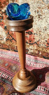 Vtg unvarnished Imbuia Holder 44cm H - sanded waxed