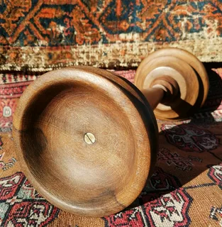 Vtg unvarnished Imbuia Holder 44cm H - sanded waxed