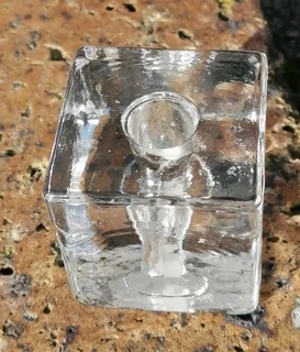 1960s MCM Glass Ice Cube Skinny Candle Holder 2Pairs plus 16 Skinny Candles