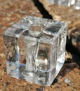 1960s MCM Glass Ice Cube Skinny Candle Holder 2Pairs plus 16 Skinny Candles