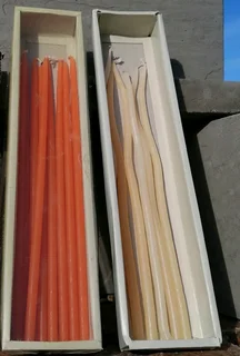 1960s MCM Glass Ice Cube Skinny Candle Holder 2Pairs plus 16 Skinny Candles