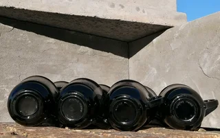 7 Black Glass Cappuccino Cups Arcoroc Tempico Pattern France