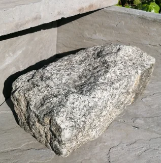 32cm L Historical Reclaimed Granite Stone-Rectangular Hand Hewn Cobble 11kg