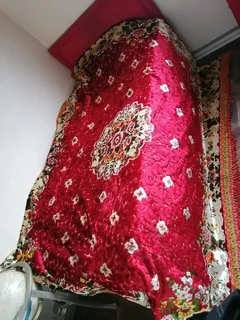 Mid-Century Italian Cut Velvet Wedding Bedspread 235x212cm