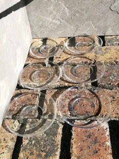 vtg Italian Glass Espresso 12 piece Set w Coffee in Red Font