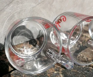 vtg Italian Glass Espresso 12 piece Set w Coffee in Red Font