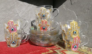 vtg 12 piece Espresso-Hamsa hand