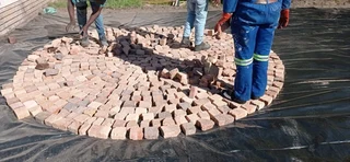 Half brick paving