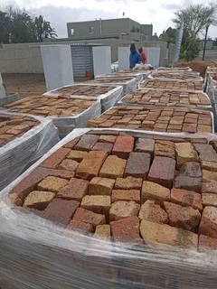 CIRCLE PATTERN OF HALF BRICK PAVING