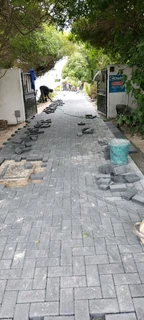Grey paving