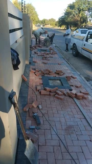 Red and charcoal colour paving