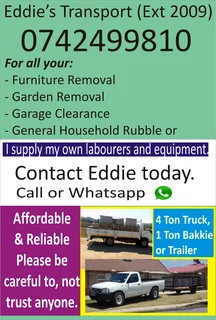 For any moving needs or removal. Contact me today. Based in Newton Park, PE Eddie 0742499810
