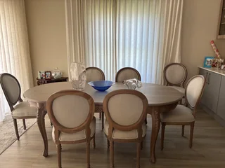 French style dining room table and 6 chairs