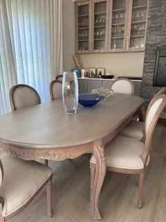 French style dining room table and 6 chairs