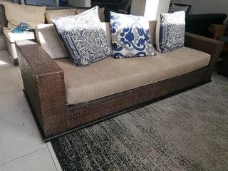 Leather weaved couch unique