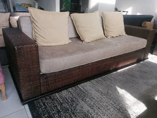 Leather weaved couch unique