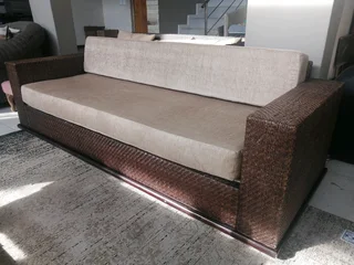 Leather weaved couch unique