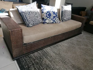 Leather weaved couch unique