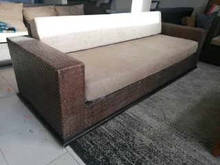 Leather weaved couch unique
