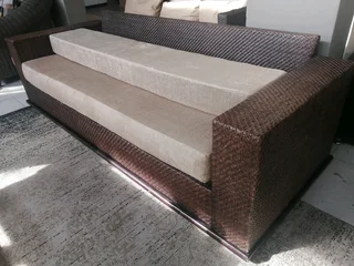 Leather weaved couch unique