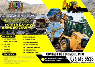Tlb,fel,excavator,dump Truck,drill Rig,bulldozer,grader Training Courses In Limpopo 0766155538