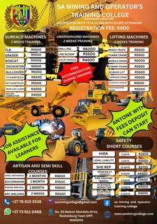 Adt,777 Dump Truck,excavator,front End Loader,mobile Crane Training Courses In Rustenburg 0766155538