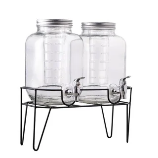 3-Piece Glass Drink Dispenser Set with Stand