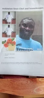 EXPERIENCED MALAWIAN CHEF/ COOK/ AND HOUSE KEEPER: