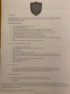 Delivery Driver Vacancy