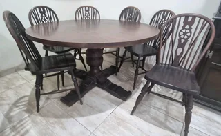 Dining Set:Solid Wood Buffet without all the thingson it 185HX94X84WTable 137WX72W6 Chairs