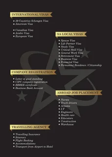 Comprehensive Services for Immigration, Business, Job Placement &amp; Travel in South Africa