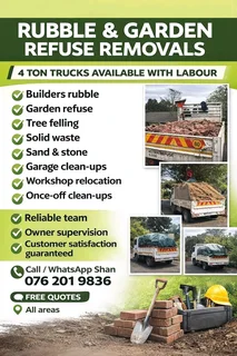 All areas rubble garden refuse and general waste disposal