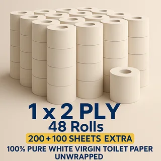 2 Ply Toilet Paper Variants 48 Rolls 200 + 100 Extra Sheets