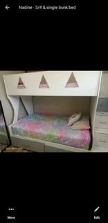 Bunk bed for sale single top and 3/4 bottom