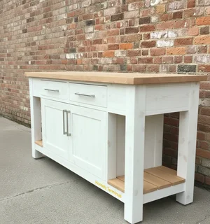 White Wash Kitchen Island