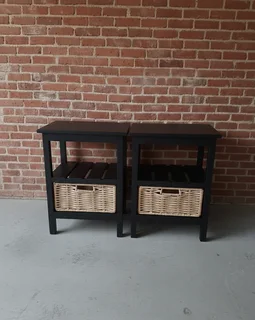 Black Bedside Table - Each