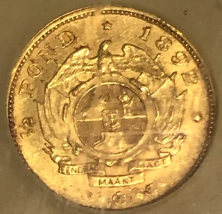 Rare ZAR 1892 Gold Half Pound Coin almost Mint State