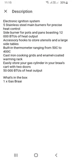 Megamaster Onyx 5 Burner Patio Gas Braai