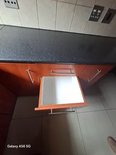 Cherry wood finish complete Melamine Kitchen cupboards and counters for sale