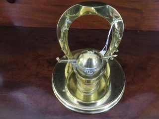 Victorian brass inkwell and pen stand.