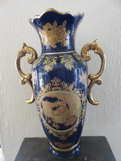 Blue and gold painted porcelain vase