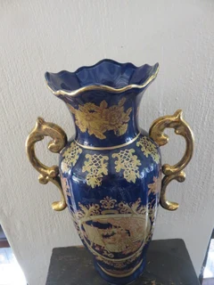 Blue and gold painted porcelain vase